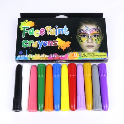 12-color Water based Face Paint Crayon Christmas Pen Stick For Kids Makeup